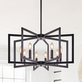27' Modern Black Geometric 8-Light Chandelier – Industrial Metal
